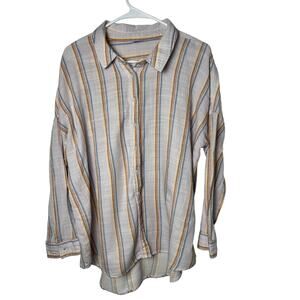 Purple Stripe Button Up Oxford Shirt Size L